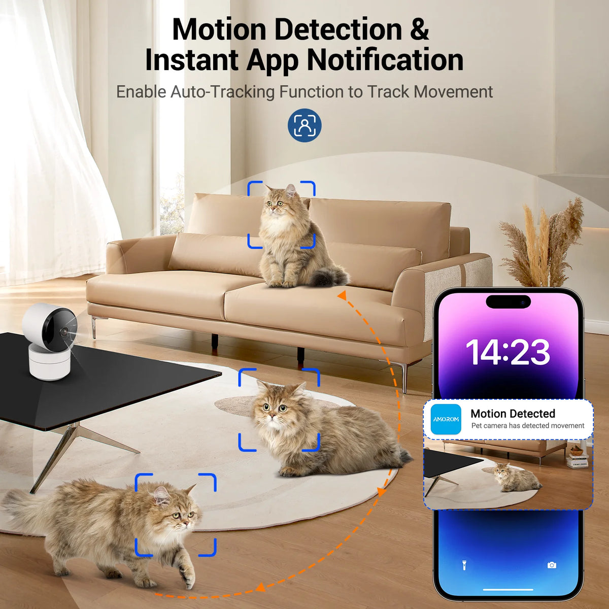 AMOROM 2K Indoor Camera 5/2.4G Wi-Fi Home Night Vision Security Camera 360-Degree Rotating Camera AI Motion Detection IP Camera